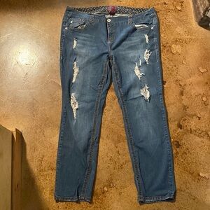 Torrid Vintage high waist distressed stretch medium‎ wash jeans